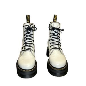 Doc Martens Jadon White Leather Platform Lace Up Combat Boots Women's Size 7